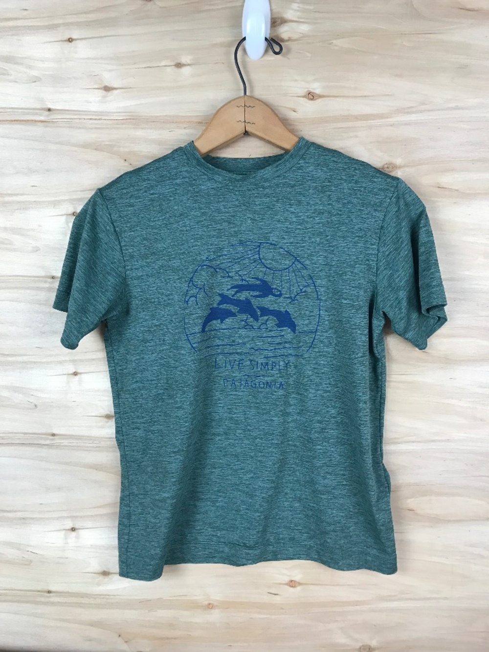 Patagonia Kids Capilene Live Simply T Shirt Green Silkweight Size M 10